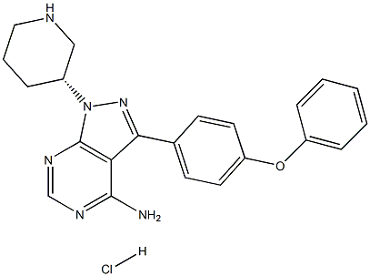 3-(4-苯氧基苯基)-1-(3R)-3-哌啶基-1H-吡唑并[3,4-D]嘧啶-4-胺盐酸盐(1:1) 结构式