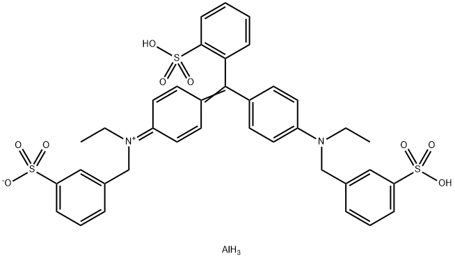 hexahydrogen tris[(ethyl)[4-[[4-[ethyl(3-sulphonatobenzyl)amino]phenyl](2-sulphonatophenyl)methylene]cyclohexa-2,5-dien-1-ylidene](3-sulphonatobenzyl)ammonium], dialuminium salt Struktur