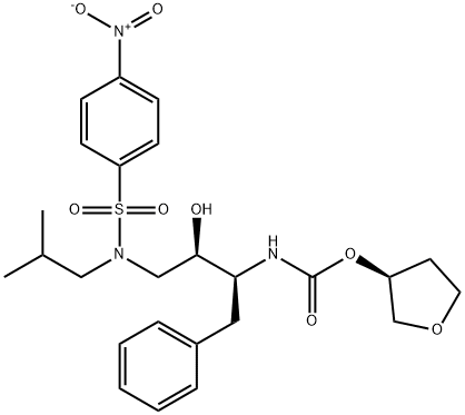 [(1S,2R)-3-[[(4-Nitrophenyl)sulfonyl](2-methylpropyl)amino]-2-hydroxy-1-phenylmethyl)propyl]carbamic Acid, (3S)-Tetrahydro-3-furanyl Ester Structure