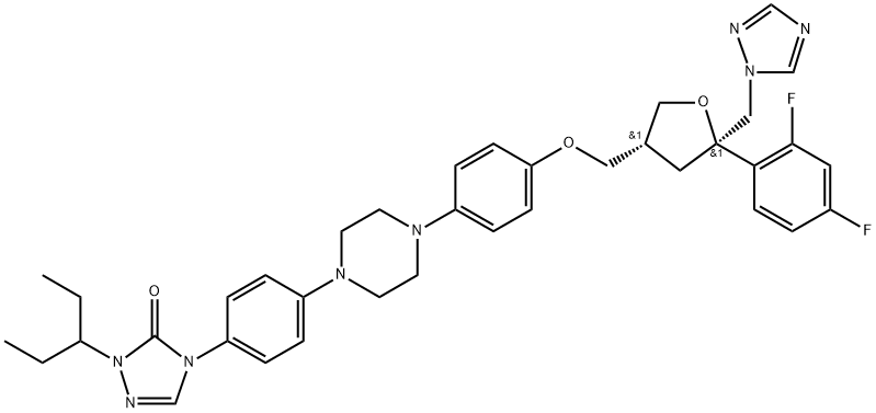 D-threo-Pentitol, 2,5-anhydro-1,3,4-trideoxy-2-C-(2,4-difluorophenyl)-4-[[4-[4-[4-[1-(1-ethylpropyl)-1,5-dihydro-5-oxo-4H-1,2,4-triazol-4-yl]phenyl]-1-piperazinyl]phenoxy]Methyl]-1-(1H-1,2,4-triazol-1-yl)- Structure