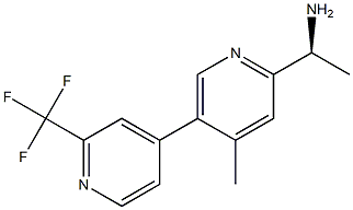 (1R,3S)-1,2,2-Trimethylcyclopentane-1,3-dicarboxylic acid-(1S)-1-[4-methyl-2'-(trifluoromethyl)[3,4'-bipyridin]-6-yl]ethan-1-amine (1/2) Struktur