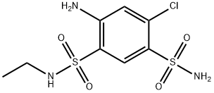 4-amino-6-chloro-benzene-1,3-disulfonic acid 1-amide 3-ethylamide Struktur