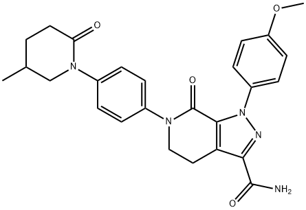 1-(4-甲氧基苯基)-6-(4-(5-甲基-2-氧代哌啶-1-基)苯基)-7-氧代-4,5,6,7-四氢-1H-吡唑并[3,4-C]吡啶-3-甲酰胺,1686149-74-5,结构式