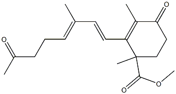 2-Cyclohexene-1-carboxylic acid, 1,3-dimethyl-2-(3-methyl-7-oxo-1,3-oc tadienyl)-4-oxo-, methyl ester, (+)- Structure
