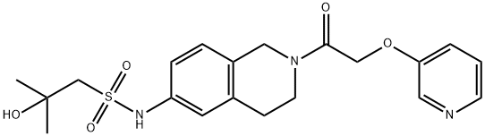 2-羟基-2-甲基-N-[1,2,3,4-四氢-2-[2-(3-吡啶基氧基)乙酰基]-6-异喹啉基]-1-丙烷磺酰胺, 1698878-14-6, 结构式