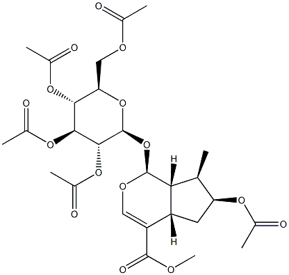 (1S)-1α-(2-O,3-O,4-O,6-O-Tetraacetyl-β-D-glucopyranosyloxy)-6α-acetoxy-7α-methyl-1,4aα,5,6,7,7aα-hexahydrocyclopenta[c]pyran-4-carboxylic acid methyl ester 结构式