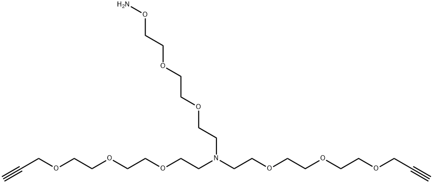 N-(Aminooxy-PEG2)-N-bis(PEG3-propargyl) Struktur