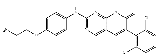 Pyrido[2,3-d]pyrimidin-7(8H)-one,2-[[4-(2-aminoethoxy)phenyl]amino]-6-(2,6-dichlorophenyl)-8-methyl-, 212391-58-7, 结构式