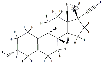 17α-エチニルエストラ-5(10)-エン-3α,17β-ジオール 化学構造式