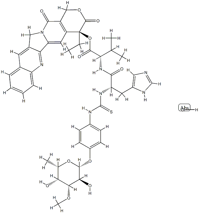 L-Valine,N-[[[4-[(6-deoxy-3-O-methyl-b-L-galactopyranosyl)oxy]phenyl]amino]thioxomethyl]-L-histidyl-,(4S)-4-ethyl-3,4,12,14-tetrahydro-3,14-dioxo-1H-pyrano[3′,4′:6,7]indolizino[1,2-b]quinolin-4-yle아이돌