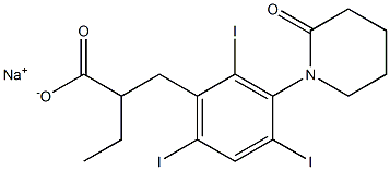 α-Ethyl-3-(2-oxopiperidino)-2,4,6-triiodohydrocinnamic acid sodium salt Struktur