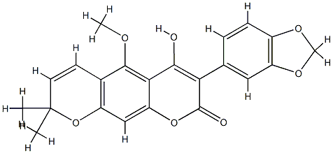 3-(1,3-Benzodioxol-5-yl)-4-hydroxy-5-methoxy-8,8-dimethyl-2H,8H-benzo[1,2-b:5,4-b']dipyran-2-one Structure