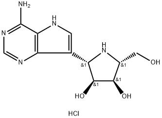 3,4-Pyrrolidinediol, 2-(4-amino-5H-pyrrolo3,2-dpyrimidin-7-yl)-5-(hydroxymethyl)-, monohydrochloride, (2S,3S,4R,5R)- Structure