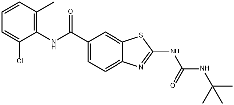 N-(2-氯-6-甲基苯基)-2-[[(叔丁基氨基)羰基]氨基]-6-苯并噻唑甲酰胺, 225521-80-2, 结构式