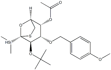 .beta.-D-Galactopyranose, 1,6-dideoxy-2-O-(1,1-dimethylethyl)dimethylsilyl-1,6-epithio-3-O-(4-methoxyphenyl)methyl-, acetate 结构式