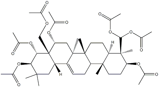 5α-オレアナ-12-エン-3β,16α,21β,22α,24,24,28-ヘプタオールヘプタアセタート 化学構造式