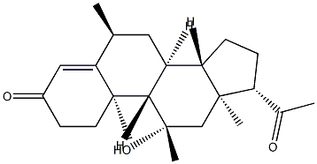 (6S,8S,9S,10R,11S,13R,14S,17S)-17-acetyl-11-hydroxy-6,10,11,13-tetrame thyl-2,6,7,8,9,12,14,15,16,17-decahydro-1H-cyclopenta[a]phenanthren-3- one 结构式