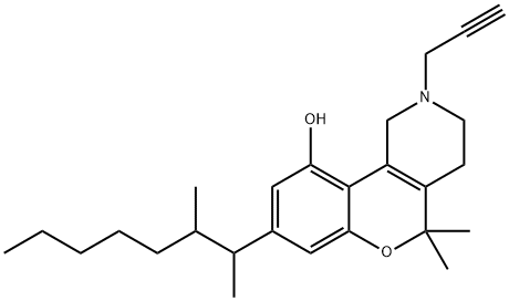 1,2,3,4-テトラヒドロ-2-(2-プロピニル)-5,5-ジメチル-8-(1,2-ジメチルヘプチル)-5H-[1]ベンゾピラノ[4,3-c]ピリジン-10-オール 化学構造式