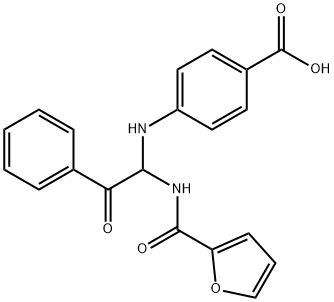4-((1-(furan-2-carboxamido)-2-oxo-2-phenylethyl)amino)benzoic acid Struktur