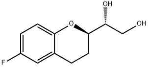 (1’R,2R)-2-(1’,2’-Dihydroxyethyl)-6-fluorochromane Struktur