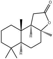 (3aS)-3aα,6,6,9aβ-Tetramethyl-3a,4,5,5aα,6,7,8,9,9a,9bα-decahydronaphtho[2,1-b]furan-2(1H)-one Structure