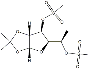 6-デオキシ-1-O,2-O-イソプロピリデン-3-O,5-O-ビス(メチルスルホニル)-α-D-グルコフラノース 化学構造式