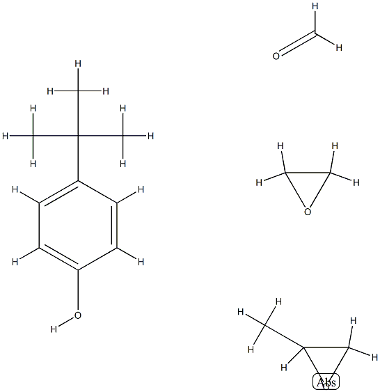 4-叔丁基-苯酚与甲醛、甲基环氧乙烷和环氧乙烷的共聚物, 30704-64-4, 结构式