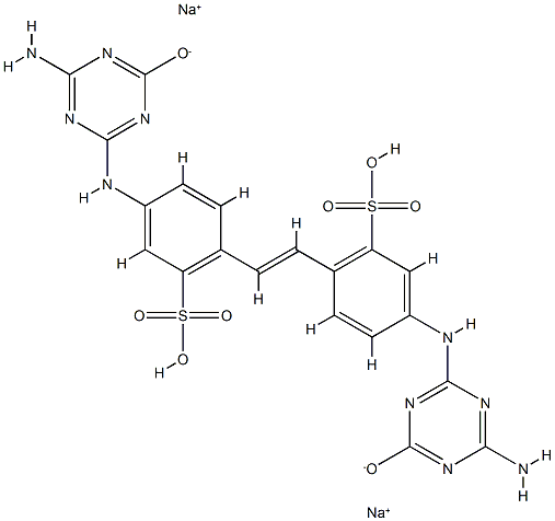 2,2'-(1,2-Ethenediyl)bis[5-[(6-amino-1,4-dihydro-4-oxo-1,3,5-triazin-2-yl)amino]benzenesulfonic acid sodium] salt 结构式