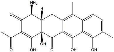 (4S,4aβ,12aβ)-2-Acetyl-4-amino-4a,12a-dihydro-3,10,11,12a-tetrahydroxy-6,9-dimethyl-1,12(4H,5H)-naphthacenedione Struktur