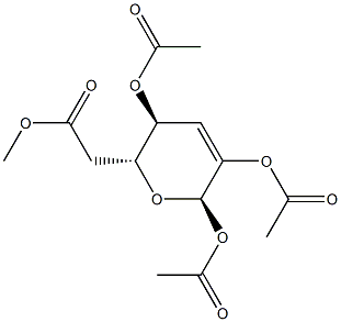 .alpha.-D-erythro-Hex-2-enopyranose, 3-deoxy-, tetraacetate Structure