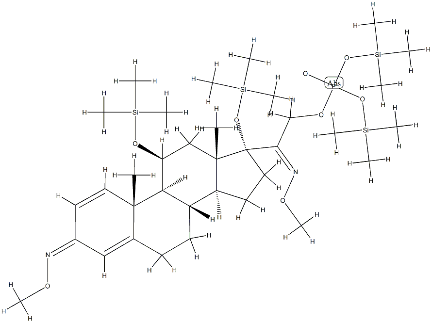 3,20-Bis(methoxyimino)-11β,17-bis(trimethylsilyloxy)pregna-1,4-dien-21-ol [phosphoric acid bis(trimethylsilyl)] ester Structure