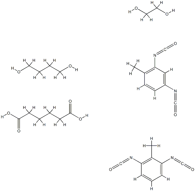 己二酸与1,4-丁二醇、1,3-二异氰酸根合-2-甲苯、2,4-二异氰酸根合-1-甲苯和1,2-乙二醇的聚合物 结构式
