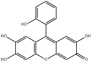 2,6,7-トリヒドロキシ-9-(2-ヒドロキシフェニル)-3H-キサンテン-3-オン 化学構造式