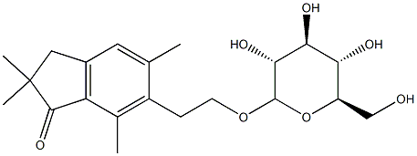 6-[2-(β-D-Glucopyranosyloxy)ethyl]-2,3-dihydro-2,2,5,7-tetramethyl-1H-inden-1-one Struktur
