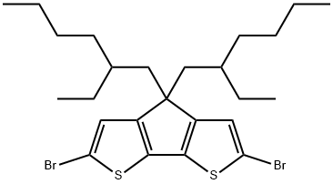 2,6-ジブロモ-4,4-ビス(2-エチルヘキシル)-4H-シクロペンタ[2,1-b:3,4-b']ジチオフェン 化学構造式