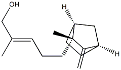 (E)-2-メチル-5-[(1S,1β,4β)-2-メチル-3-メチレンビシクロ[2.2.1]ヘプタン-2β-イル]-2-ペンテン-1-オール 化学構造式