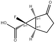 Bicyclo[3.1.0]hexane-6-carboxylic acid, 6-fluoro-2-oxo-, (1R,5R,6R)-rel- (9CI) Struktur