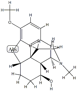 4,5α-エポキシ-3-メトキシ-17-メチルモルフィナン-8β-オール 化学構造式