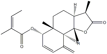 (Z)-2-Methyl-2-butenoic acid [(3R)-2,3,3aβ,4,5,5a,6,9,9aβ,9bα-decahydro-3,5aα-dimethyl-9-methylene-2-oxonaphtho[1,2-b]furan-6β-yl] ester Struktur