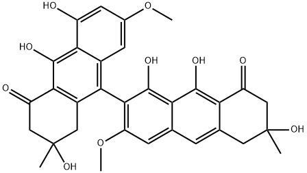 2',3',6,7-Tetrahydro-1,2',5',6,9,10'-hexahydroxy-3,7'-dimethoxy-2',6-dimethyl-2,9'-bianthracene-4',8(1'H,5H)-dione 结构式