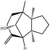(9S)-デカヒドロ-3aβ,4,8aβ-トリメチル-7-メチレン-4β,8β-メタノアズレン-9-オール 化学構造式