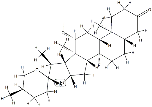 (25R)-12β-Hydroxy-5α-spirostan-3-one Structure