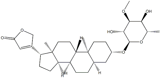 3β-[(6-デオキシ-3-O-メチル-α-L-アルトロピラノシル)オキシ]-14-ヒドロキシ-5β-カルダ-20(22)-エノリド 化学構造式