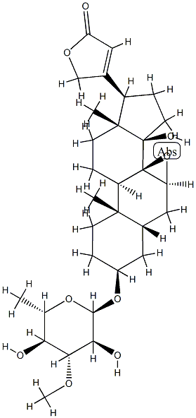 3β-[(6-Deoxy-3-O-methyl-α-L-glucopyranosyl)oxy]-7β,8-epoxy-14-hydroxy-5β-card-20(22)-enolide Struktur