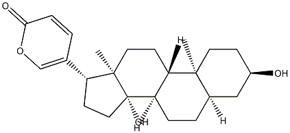 3α,14-ジヒドロキシ-5β-ブファ-20,22-ジエノリド 化学構造式