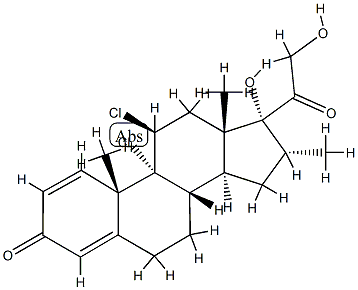 9α,11β-ジクロロ-17α,21-ジヒドロキシ-16α-メチルプレグナ-1,4-ジエン-3,20-ジオン 化学構造式