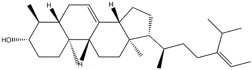 (24Z)-4α-メチル-5α-スチグマスタ-7,24(28)-ジエン-3β-オール 化学構造式