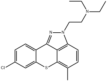 8-Chloro-5-methyl-N,N-diethyl-2H-[1]benzothiopyrano[4,3,2-cd]indazole-2-ethan-1-amine Struktur