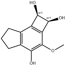 1H-Cyclobut[e]indene-1,2,4-triol, 2,5,6,7-tetrahydro-3-methoxy-, (1R,2S)-rel- (9CI) Struktur