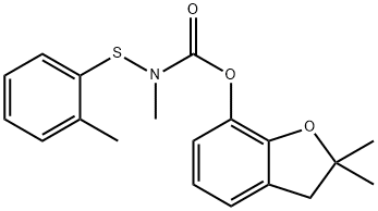 2,3-Dihydro-2,2-dimethylbenzofuran-7-yl=N-methyl-N-[(2-methylphenyl)thio]carbamate 结构式
